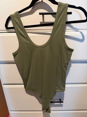 nuuds Olive Scoop Neck Sleeveless Bodysuit